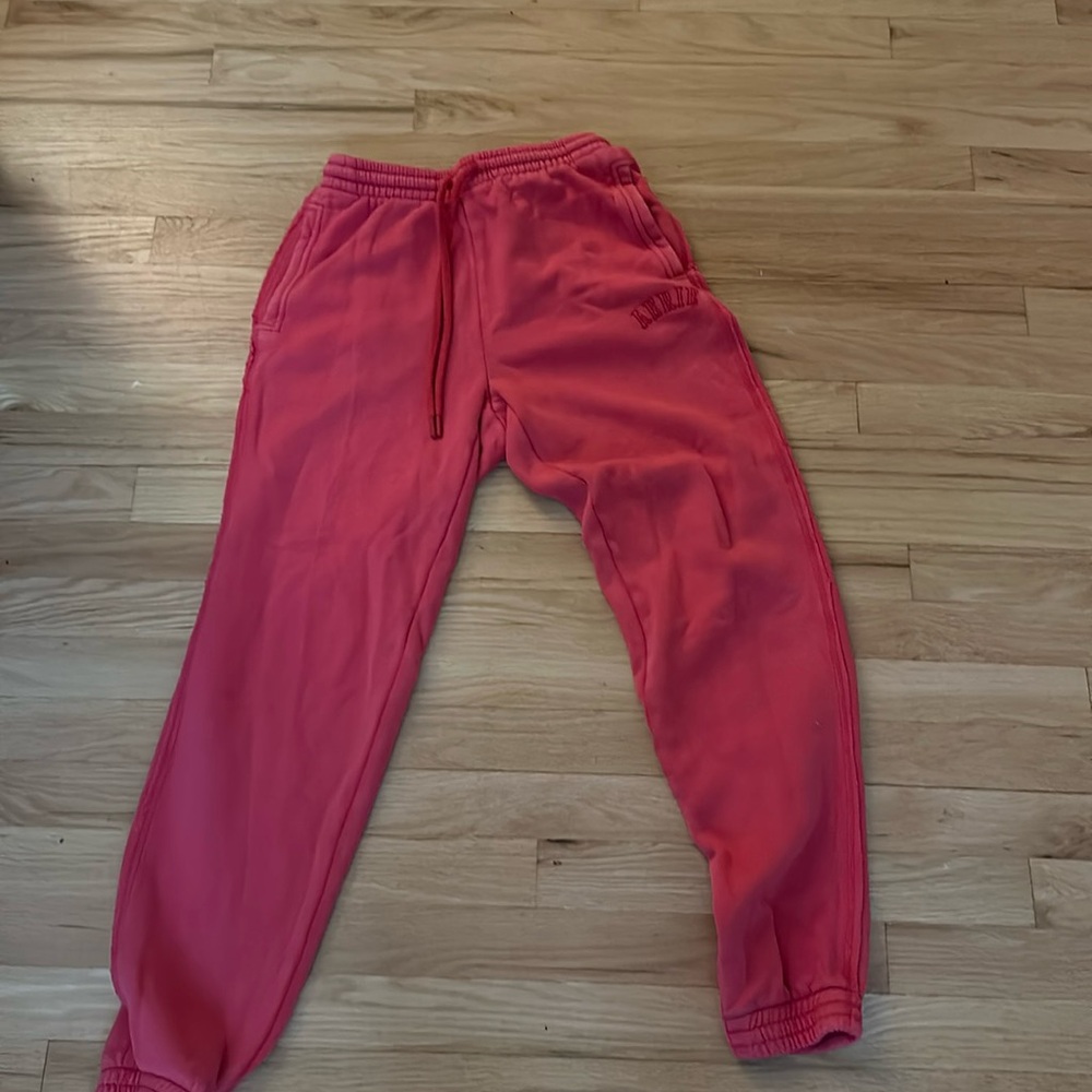 red sweatpants